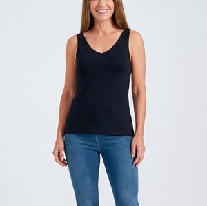 Valette Black Sleeveless V-Neck Tank Top Women Size Small